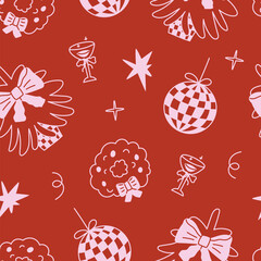 Coquette Christmas seamless pattern