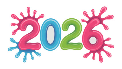 Vibrant New Year: A colorful depiction of the year 2026, bursting with optimism and a sense of fresh beginnings, painted with energetic strokes.