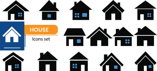 Fototapeta premium House icons set different styles of residential buildings home