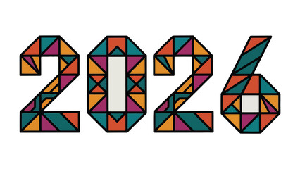 New Year Celebration: 2026 - vibrant, geometric design for new year celebration! The vivid and colourful text sets a tone of anticipation and optimism.