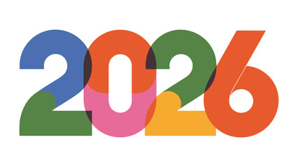 Bold Future: Visualizing the upcoming year 2026, a vibrant and dynamic display of colorful numbers.