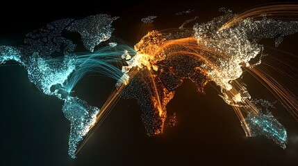 Missing supply chain network lines on a world map represent global logistics problems.