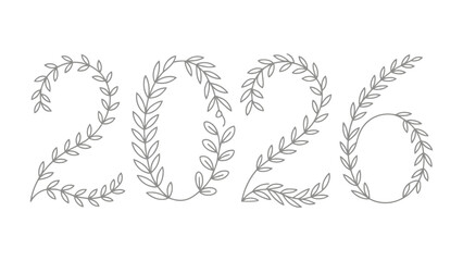 Floral Elegance: The year 2026 is gracefully rendered in delicate floral design, showcasing a blend of natural beauty and the passage of time.