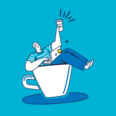 Line art artist hand drawn cartoon illustration