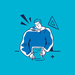 Line art artist hand drawn cartoon illustration