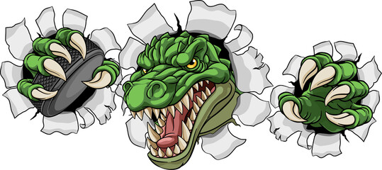 A crocodile, dinosaur or alligator lizard hockey sports mascot  © Christos Georghiou