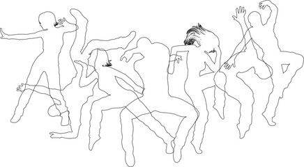 Street dancers dancing silhouette hip hop dance silhouettes poses set