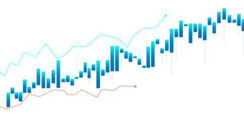 Abstract Financial Technology Background with Blue Forex Charts and Rising Trends