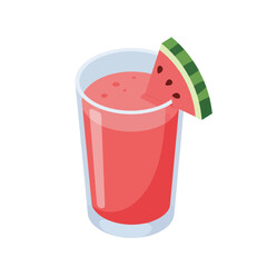 Refreshing Watermelon Juice in a Tall Glass with a Slice Garnish.