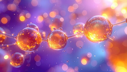 Connected spheres with glowing particles