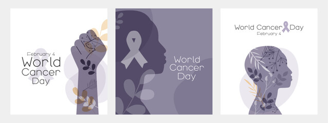 World Cancer Day card set.
