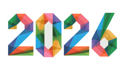 Colorful 2026 Typography: A vibrant and modern representation of the year 2026, composed of colorful geometric shapes, making it perfect for futuristic and design-oriented projects.