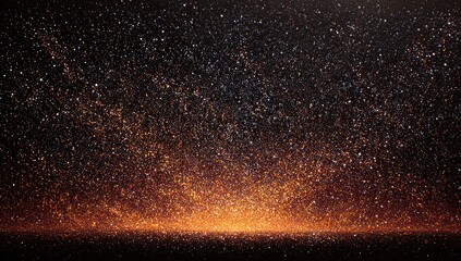 Abstract, dynamic representation of glowing particles against a dark expanse