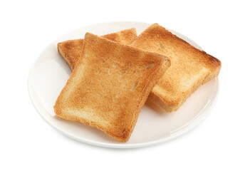 Slices of toasted bread isolated on white