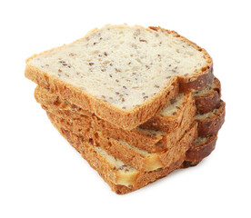 Slices of toast bread with seeds isolated on white