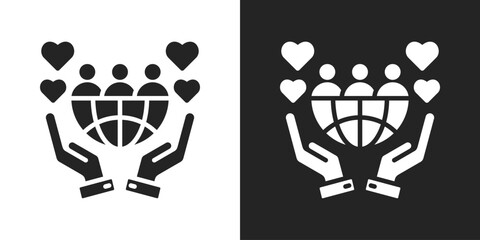 Social Responsibility Icon In Black And White Glyph Style
