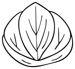 Outline illustration of three leaves, botanical artwork for design elements and creative projects in black and white, simple vector leaves for decoration