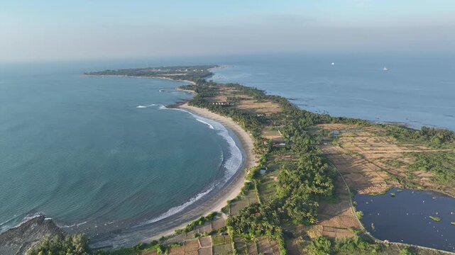 Aerial View of Saint Martin Island Coastline at Sunrise, Teknaf, Cox&rsquo;s Bazar, Bangladesh