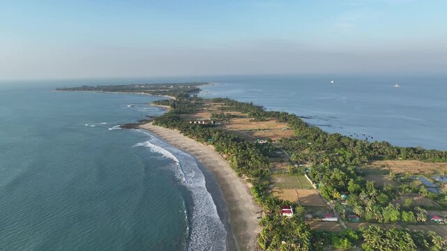 Aerial View of Saint Martin Island Coastline at Sunrise, Teknaf, Cox&rsquo;s Bazar, Bangladesh