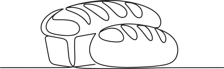 Line art illustration of two simple, scored bread loaves.
