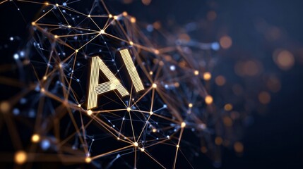 A glowing, abstract image of a computer chip with the letters AI in the center
