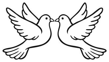 Two outline doves flying towards each other symbolizing peace love and partnership