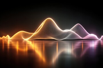 Abstract neon light wave flows across a dark background in vibrant moving colors