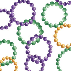 Mardi Gras Beads Watercolor Seamless Pattern