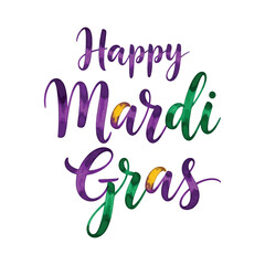 appy Mardi Gras Hand Lettering Watercolor