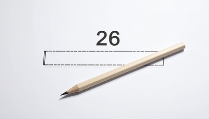 A white background features the number “26” above a progress bar with five orange segments out of six, labeled “Loading…” in stylized font, with a yellow pencil diagonally pointing toward the bar.