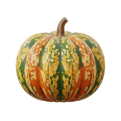 3D icon of carnival squash with multicolor pattern, isolated on transparent background