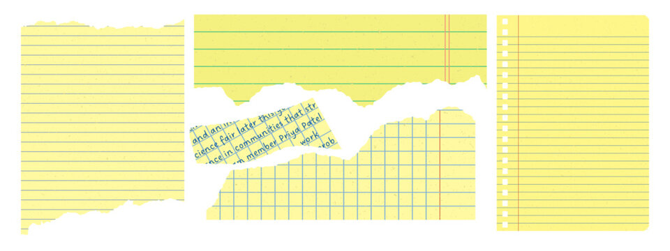 Torn yellow notebook paper with jagged edges