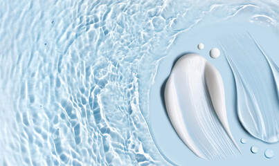 cosmetic cream smears, smooth and shiny texture, water texture ripple wave clean transparent water...