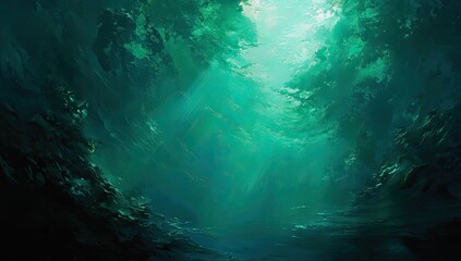 Fototapeta premium An ethereal ocean scene with light filtering through swirling clouds or water