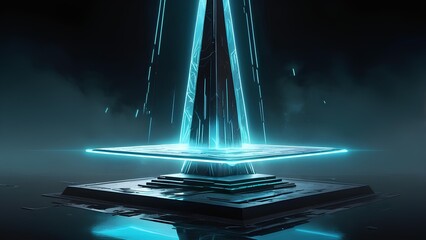 Radiant blue energy stream emanating from a futuristic digital core, embodying the essence of advanced data processing and the relentless flow of information in a high-tech, interconnected world