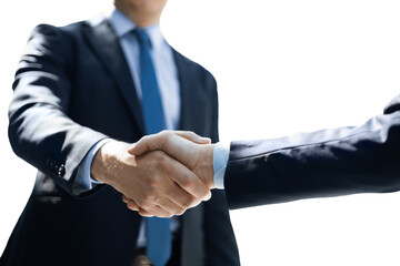 Businessmen shaking hands during a meeting on a transparent background.