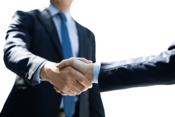 Businessmen shaking hands during a meeting on a transparent background.