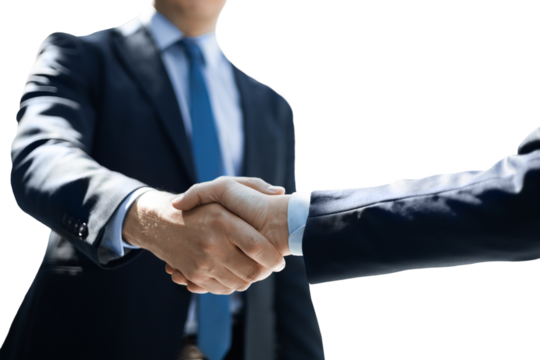 Businessmen shaking hands during a meeting on a transparent background. - Powered by Adobe