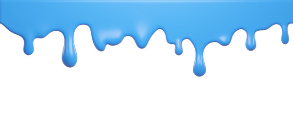 Blue ice cream melt with glossy drips. Texture for dessert designs or summer graphics. Liquid flows down in curved streams for advertisements. 3d render
