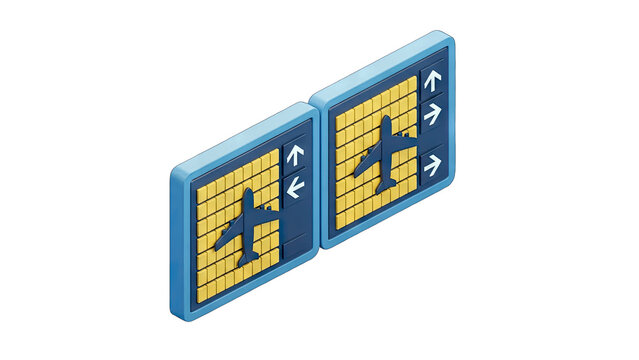 Airport Flight Display Board Showing Departures