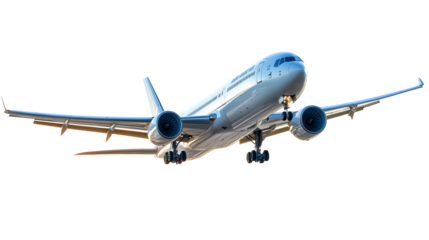 Commercial airliner banking in flight mid-air
