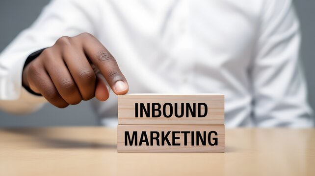 Inbound marketing strategy concept. Creating attraction for customer groups. Inbound marketing text on wooden block. - Powered by Adobe