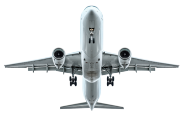 Double-deck jet preparing for full landing
