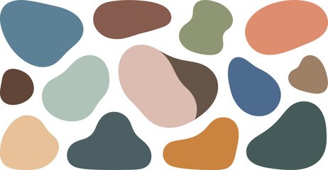 Colorful organic shapes scattered abstract blobs
