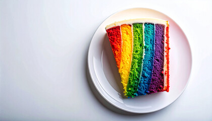 flat lay composition of rainbow layered cakes