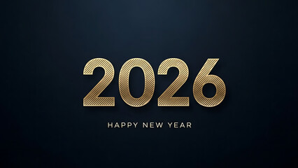 Elegant golden 2026 happy new year greeting on dark background