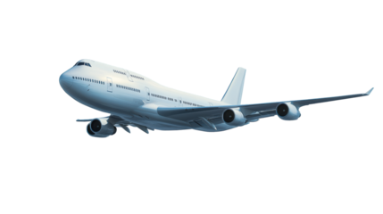 Jumbo jet rear view on white background