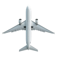 Airplane from above view on white background
