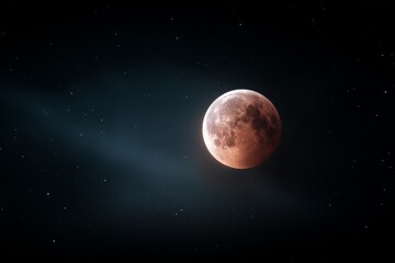 lunar eclipse in the sky with stars on the darkness