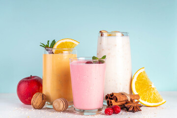 Autumn winter spicy fruit smoothie set